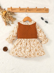 Infant Baby Doll Collar Floral Skirt Vest Set