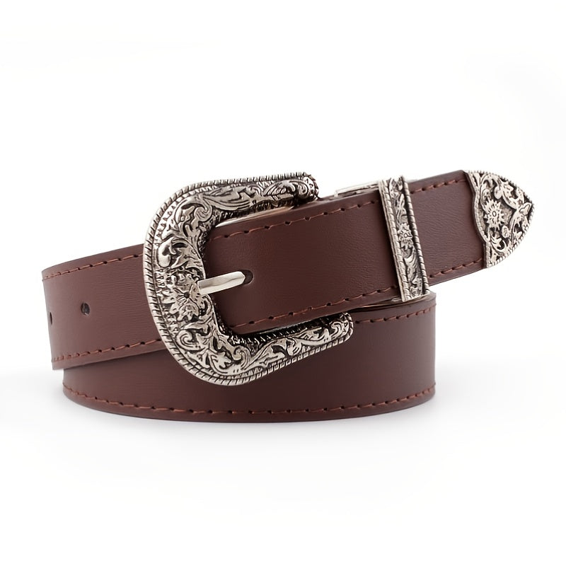 Retro Wide Waist Belt with Tassel Buckle for Men