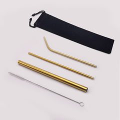 3pcs Reusable Stainless Steel Straw Spoons With Brush