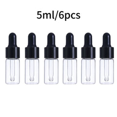 6pcs Glass Mini Dropper Bottles Essential Sample Vial Caps Tiny Perfume Jars