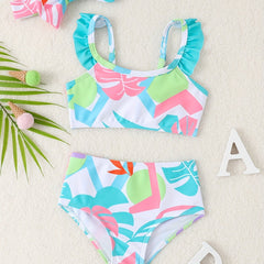 Baby Girl 2pcs Swimsuit Set Crop Cami Top & Shorts With Hair Band