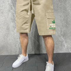 Men's Letter And Leaves Graphic Casual Sports Cargo Shorts