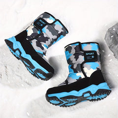 Boy's Camo Snow Boots Warm Fleece Cozy Non-slip Ankle Boots