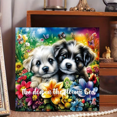 Adult Coloring Book Dog Flower Bush 20 Page Relaxing Art Stress Relief Gift