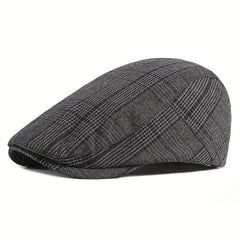 Men's Checkered Beret Duck Tongue Cap