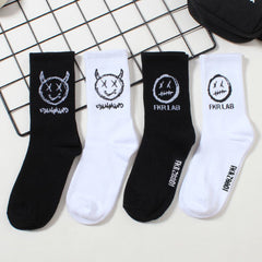 4 Pairs Cartoon Print Socks Fun Mid Tube Socks Women's Stockings