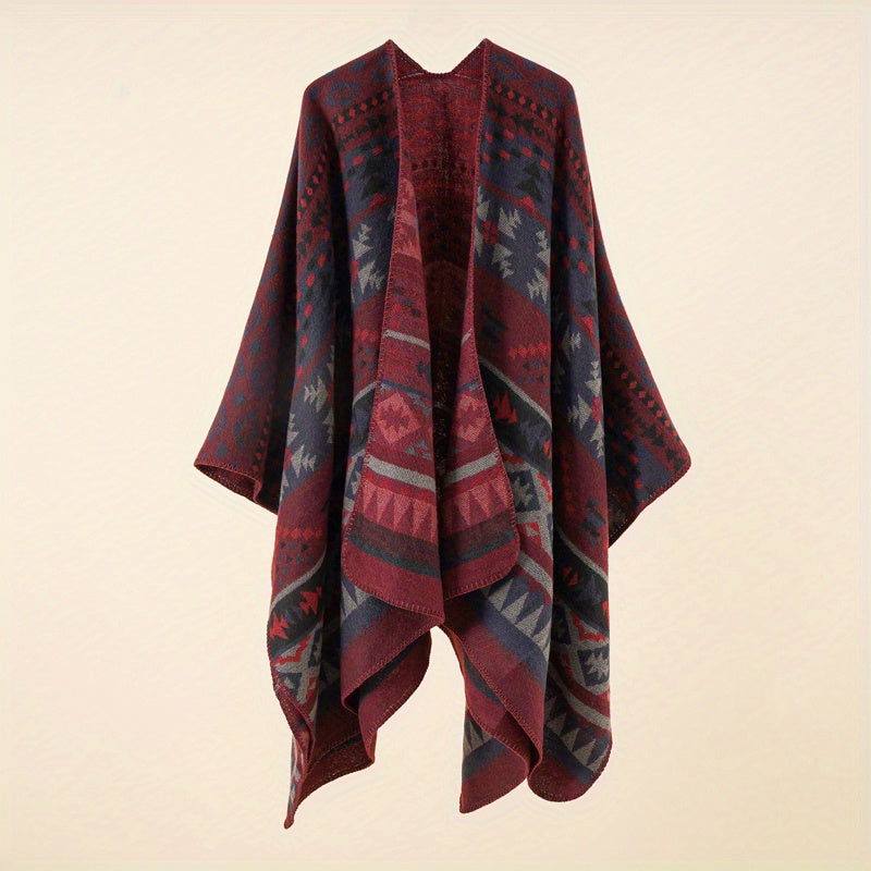 Warm Sunscreen Shawl Casual Open Front Poncho Cape Large Inelastic Cardigan