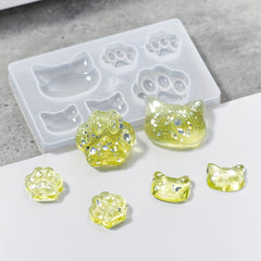 Lovely Cat Bear Palm Drop Glue Mold Epoxy Resin Cat Clay Mold