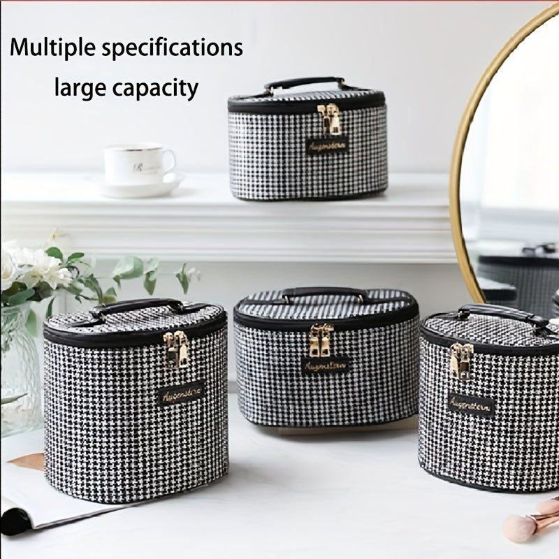 Houndstooth Pattern Makeup Bag Travel Case Large Capacity Toiletry Bag