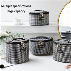 Houndstooth Pattern Makeup Bag Travel Case Large Capacity Toiletry Bag