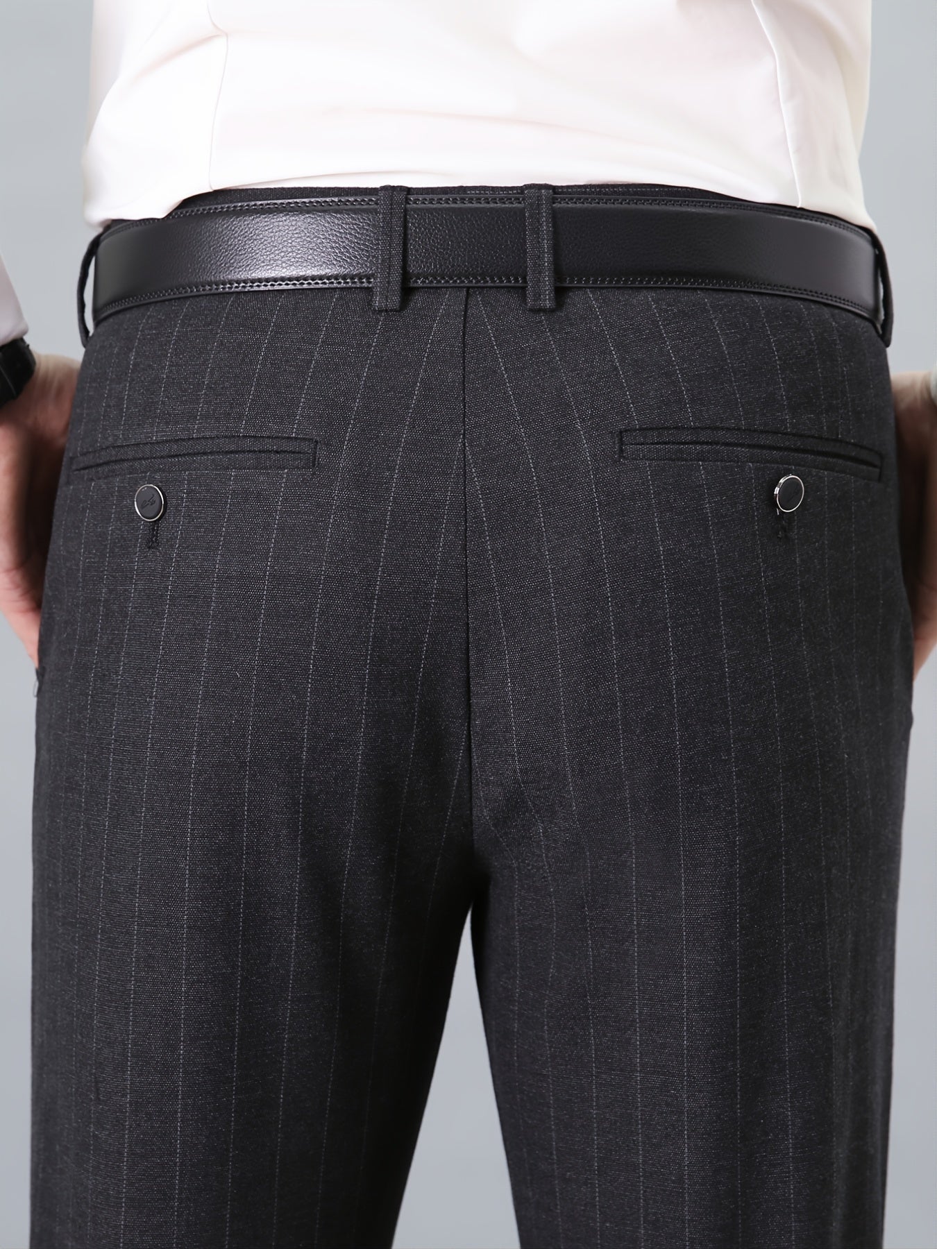 Men's Casual Straight Leg Trousers with Pockets