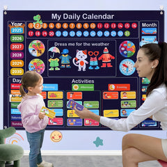 Kids Daily Calendar Learning Center with Felt Board