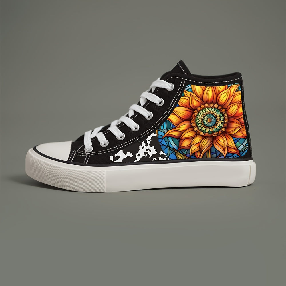 Flower Print Chunky Canvas Sneakers
