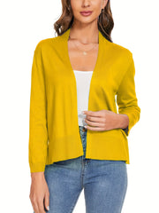 Women's Solid Long Sleeve Knit Cardigan