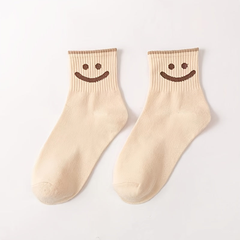 5 Pairs Smiling Face Thermal Socks for Winter Women's