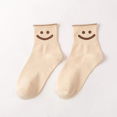 5 Pairs Smiling Face Thermal Socks for Winter Women's