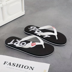 Men's Casual Letter Print Slip On Flip Flops Lightweight Non slip Thong Sandals
