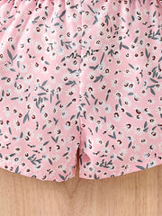 Toddler Girls Flowers Graphic Belted Shorts Kids Summer Clothes