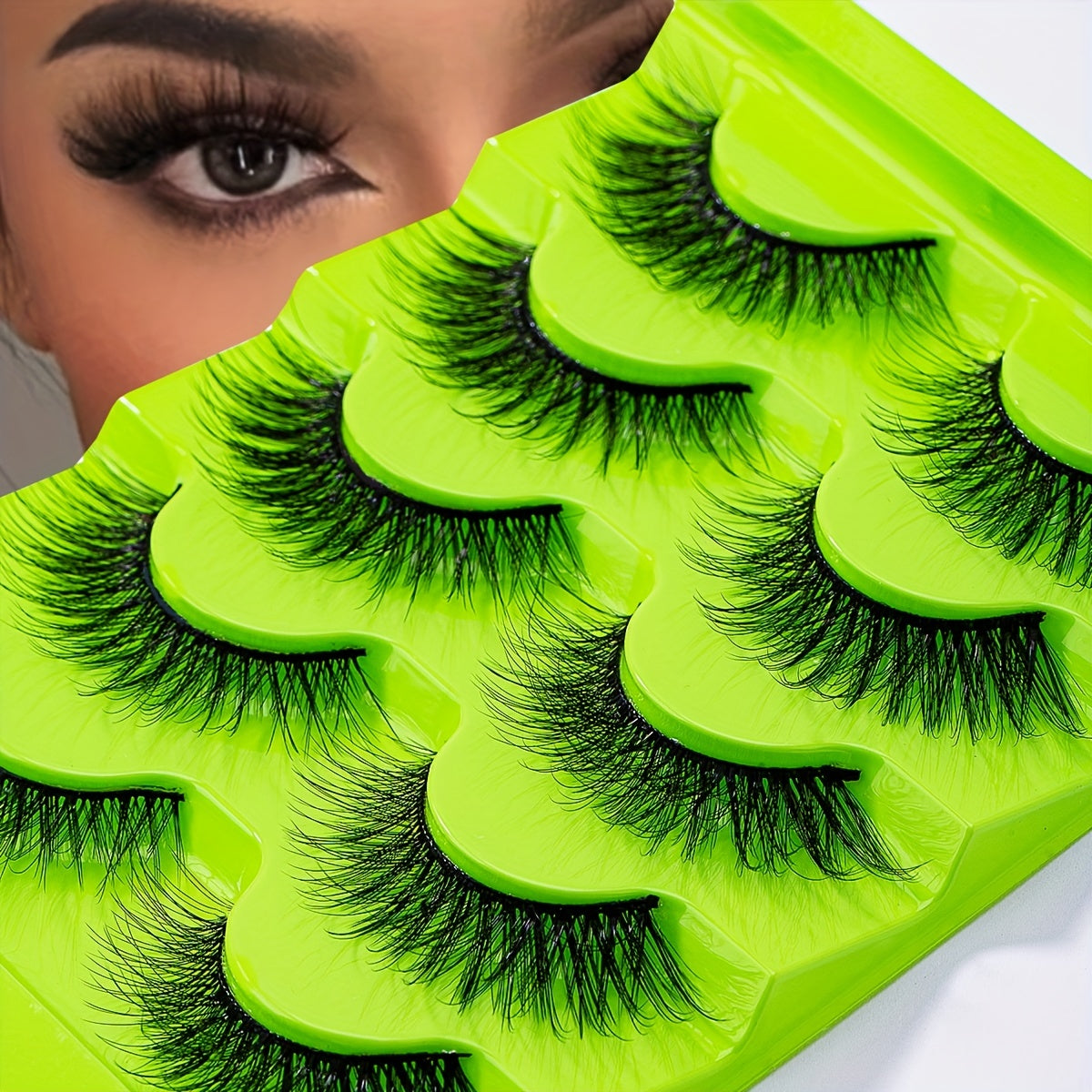 5 Pairs Cat Eye False Lashes Fluffy Soft Cross Manga Wispy Eyelashes