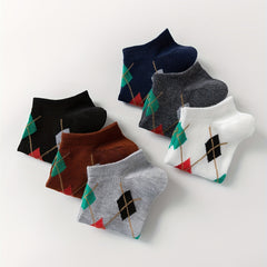 6 Pairs Argyle Ankle Socks for Women, Soft & Lightweight College Style Stockings
