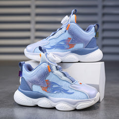 Boy's Basketball Shoes Rotating Buckle Soft Sole Casual Sneakers