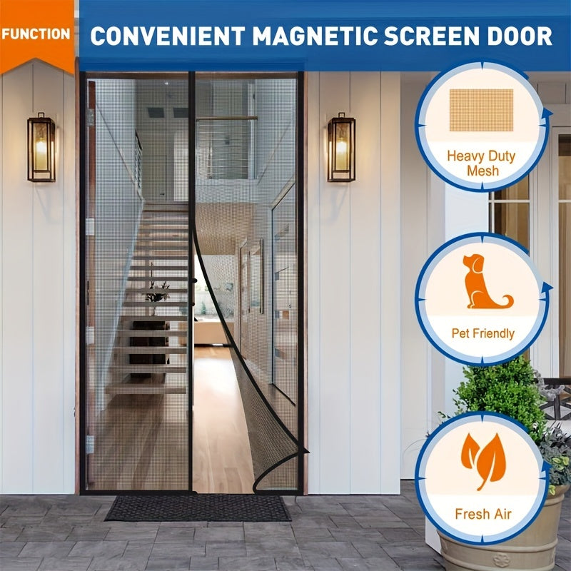 Magnetic Screen Door Mesh Screen Magnetic Closure Heavy Duty Pet Kid Friendly