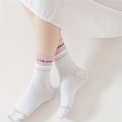 8 Pairs Letter Print Mid Tube Socks Women's Stockings