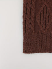 Casual Sweater Jacquard Ripped Turtle Neck Long Sleeve Sweater