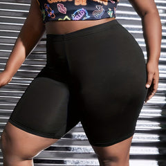 High Rise Skinny Biker Shorts With Pockets