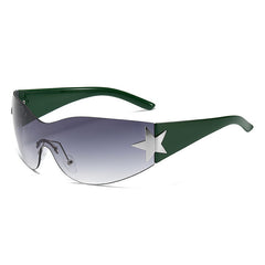 Rimless Gradient Sunglasses for Women Star Decoration Eyewear