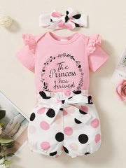 Newborn Infant Letter Bodysuit & Polka Dot Shorts Set