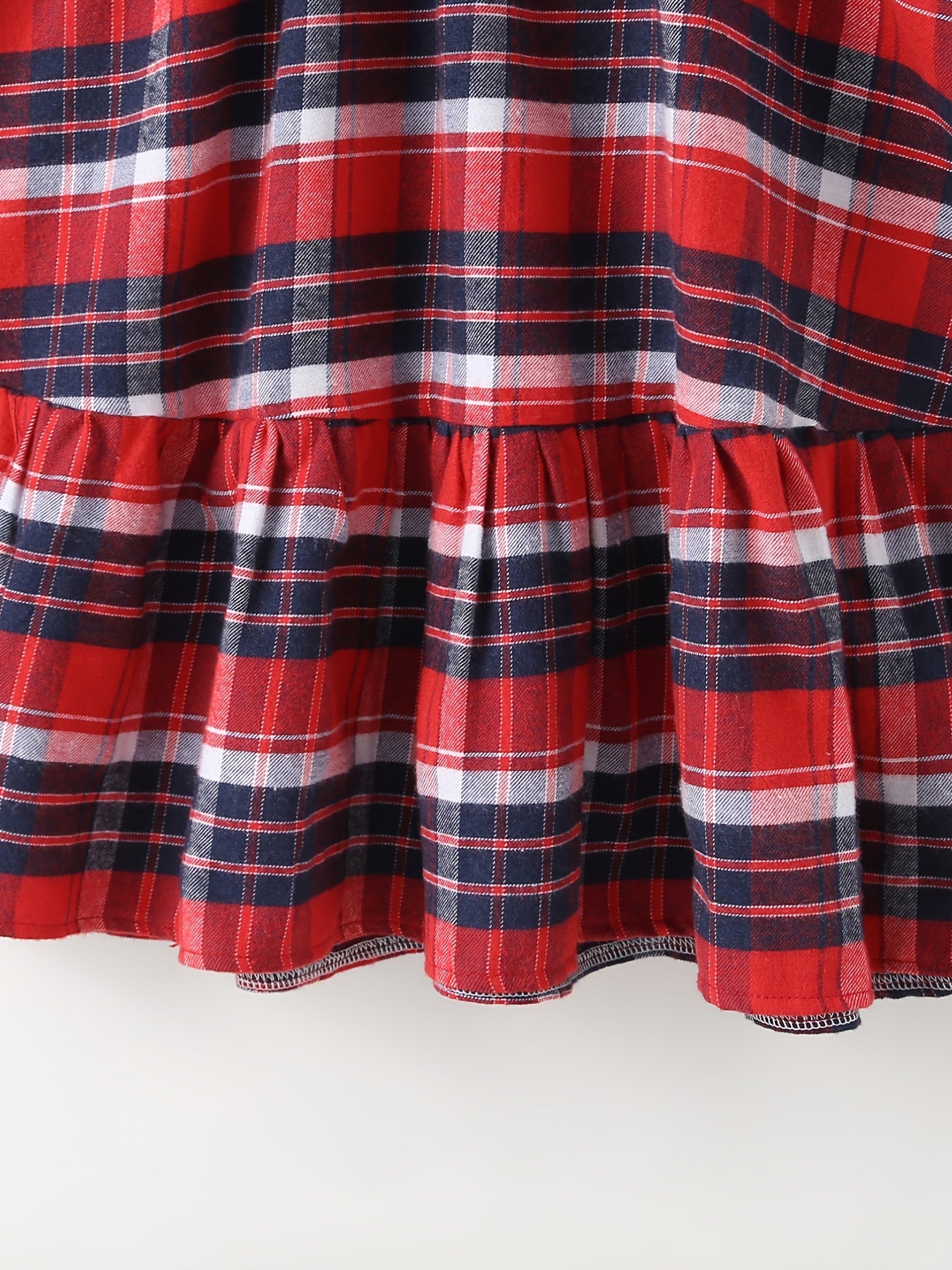 Girls Red Plaid Pleated Dress for Christmas