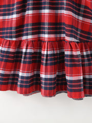 Girls Red Plaid Pleated Dress for Christmas