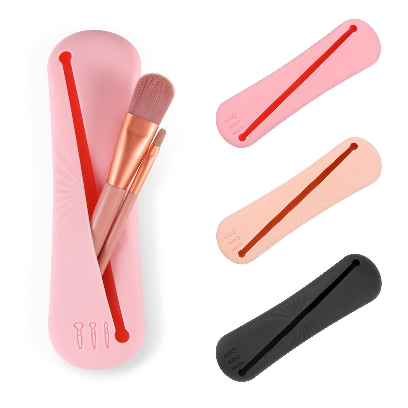 Silicone Travel Makeup Brush Holder and Small Bag