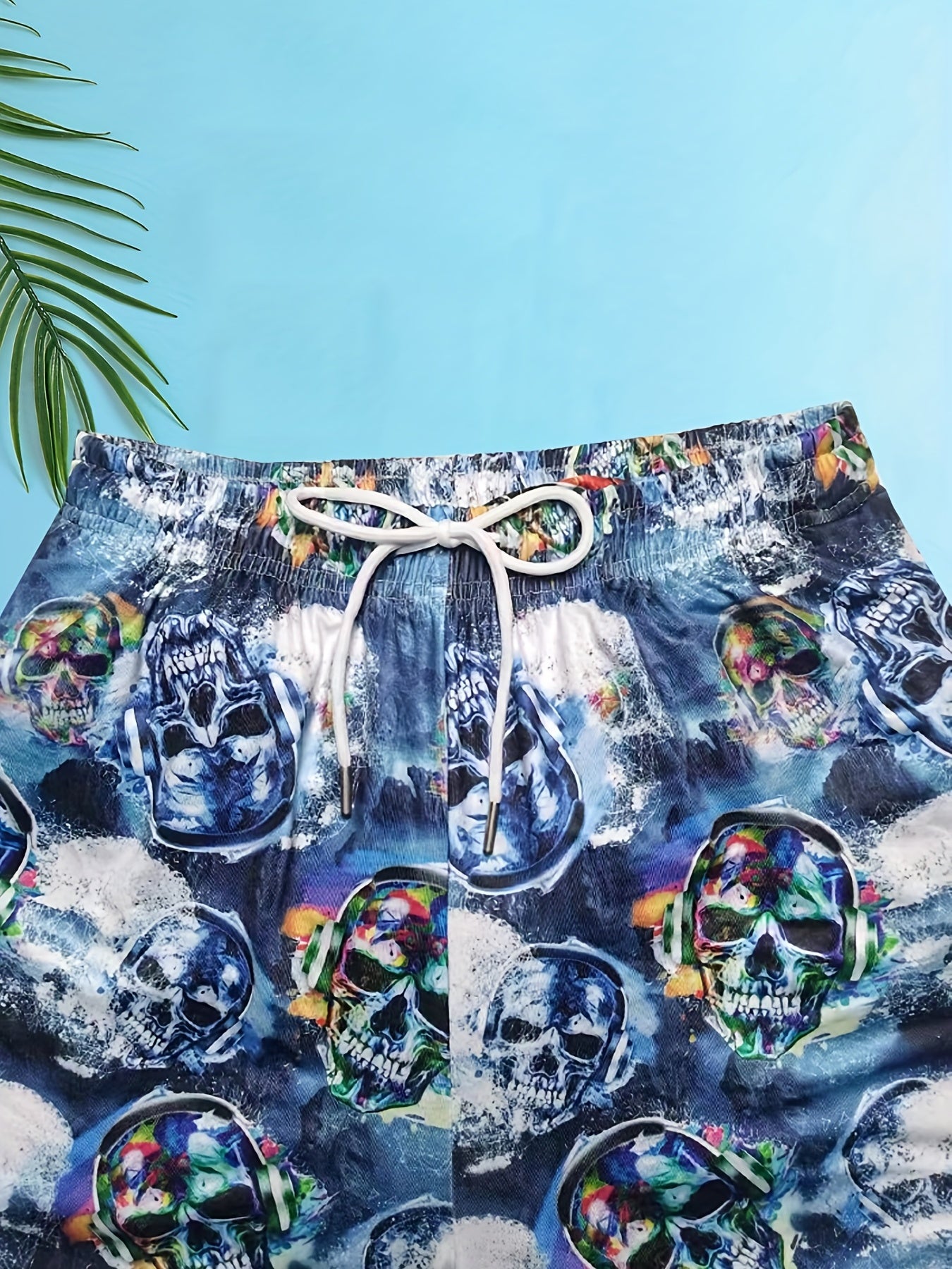 Skulls Print Men's Swim Trunks Quick Dry Swimwear Shorts