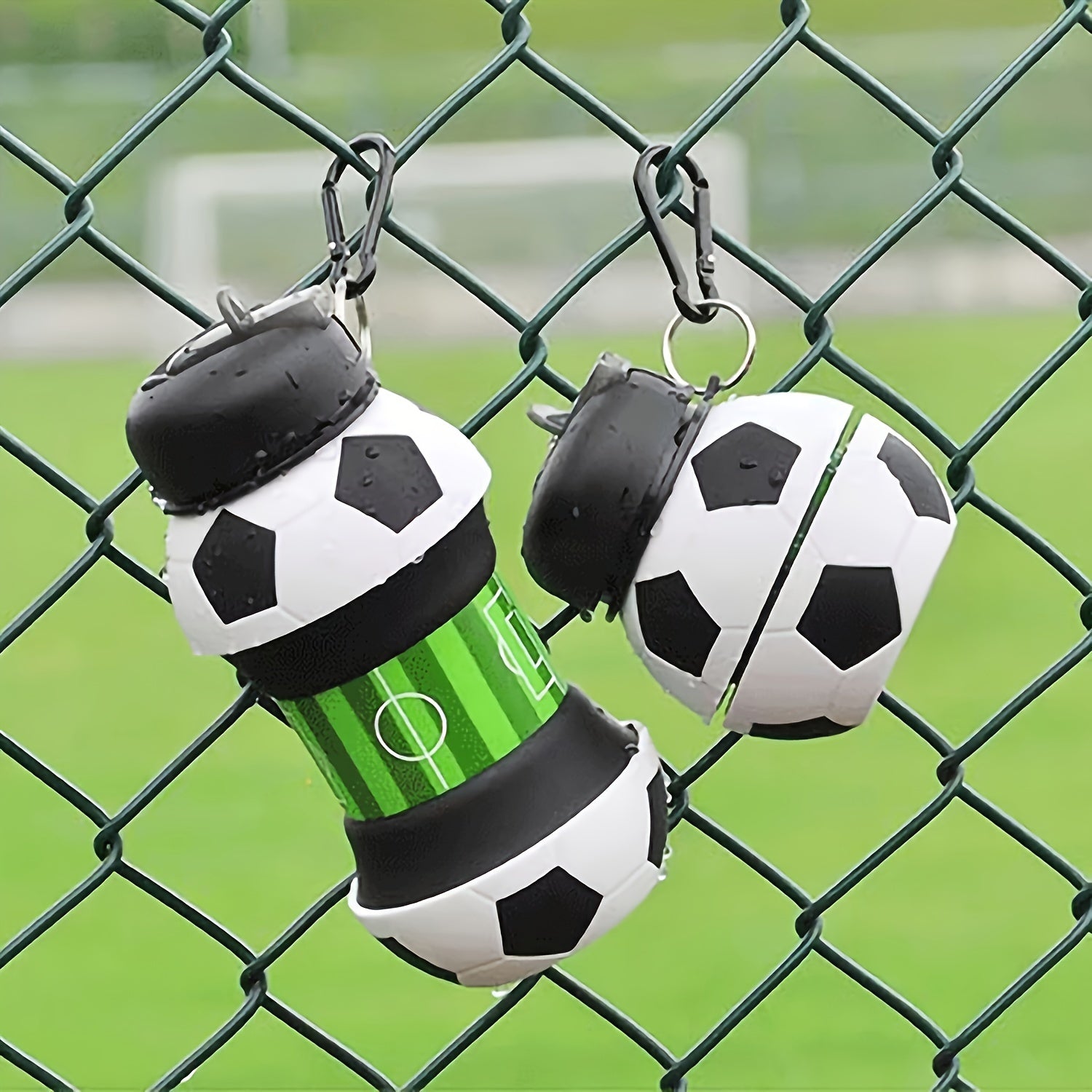 550ml Foldable Football Water Bottle w/ Straw, Leakproof