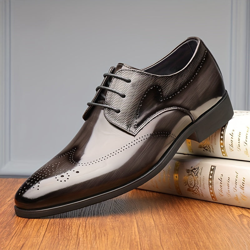 Men's Brogue Lace up Oxford Shoes Anti skid Smart Casual Dress Shoes