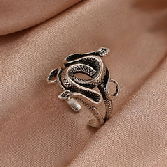 Punk Style Vintage Snake Pattern Zinc Alloy Adjustable Cuff Ring