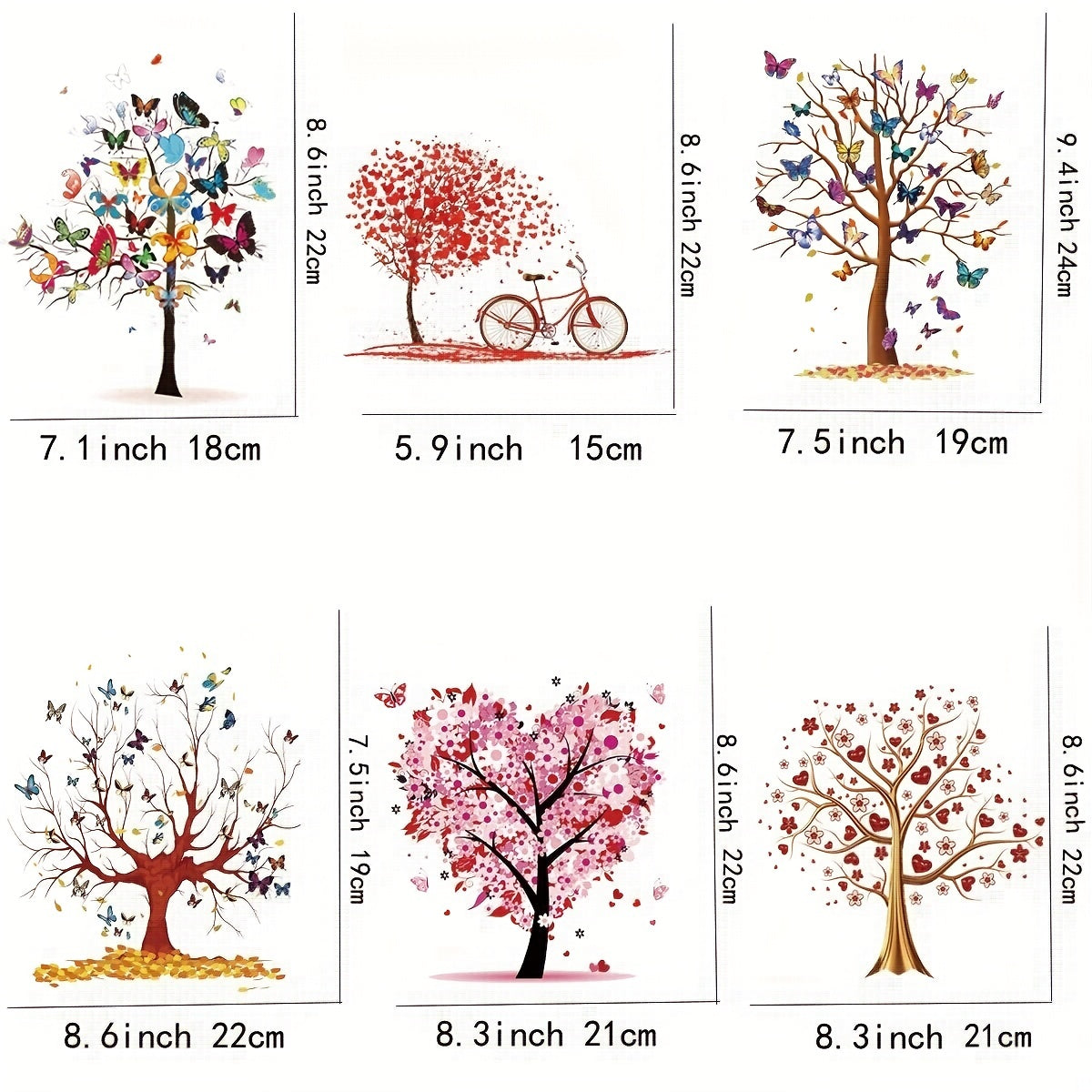 6pcs Tree Heat Sticker On T shirt DIY Iron On Transfer For Clothing