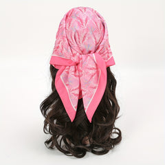 Pink Wheat Print Bandana Graffiti Neckerchief Silk Head Wrap Hair Accessories