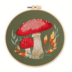 Mushroom Embroidery Kit - DIY Embroidery Material Bag Set