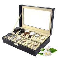 PU Leather Watch Storage Box PVC Material Transparent Frame Box