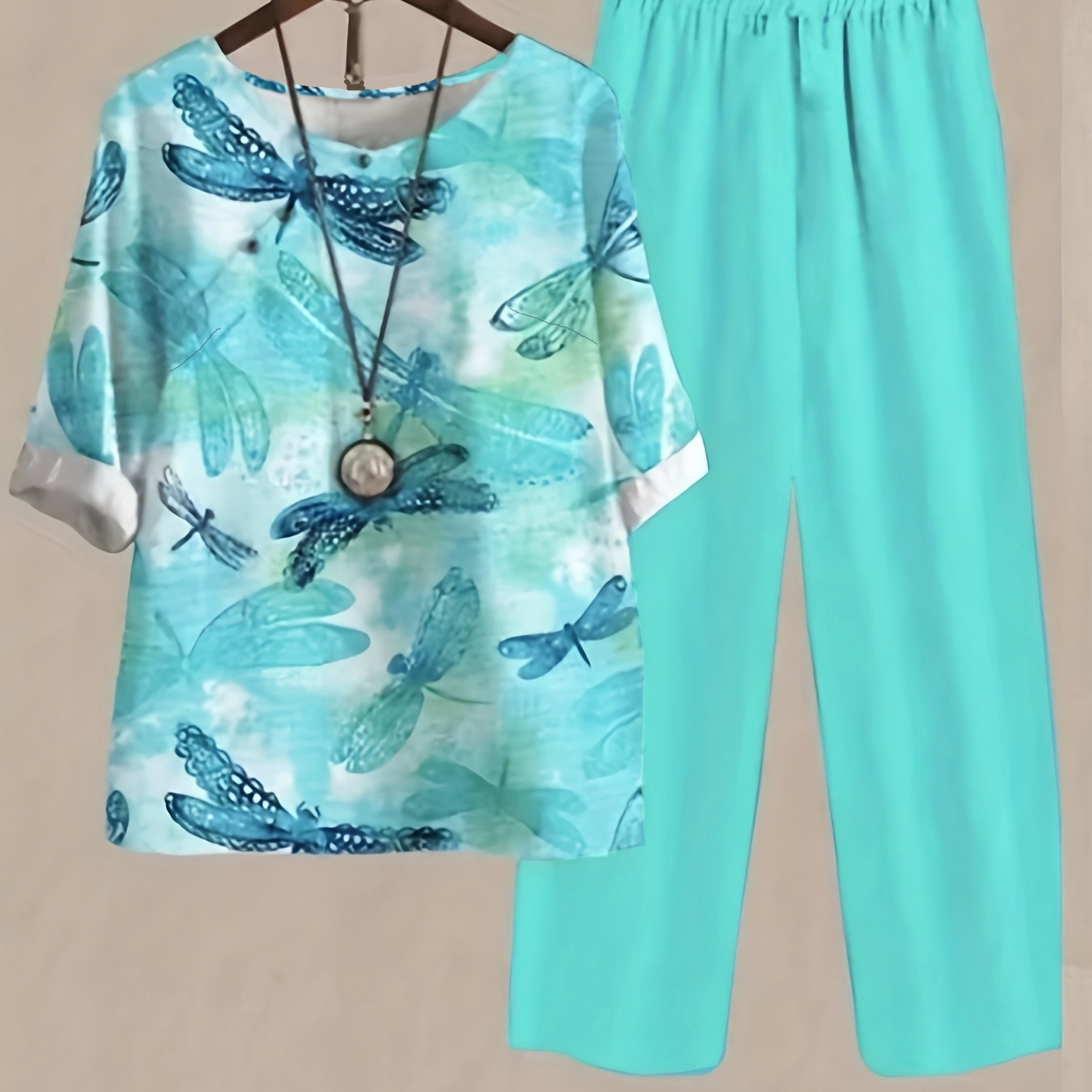 Women's Plus Dragonfly Print Tee & Pants Set
