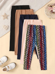 Toddler Girls' 5 Packs Pull on Leggings Pants