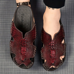Men's Stitch Non Slip Slippers Closed Toe Rubber Sole Wear-resistant