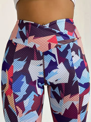 Geometric Pattern High Waist Split Yoga Bootcut Leggings