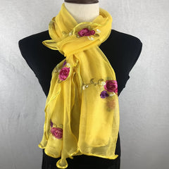 Yellow Lace Scarf Comfortable Breathable Shawl Beach Travel Head Wrap Women