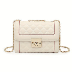 Argyle Pattern Square Bag Quilted Flap Chain Bag Classic Purse