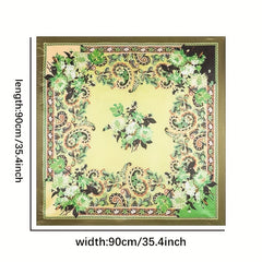 Flower Print Satin Shawl Silk Square Scarf Bandana Windproof Head Wrap