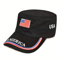 Men's Sunscreen Flag Flat Cap Outdoor Travel Military Long Hat